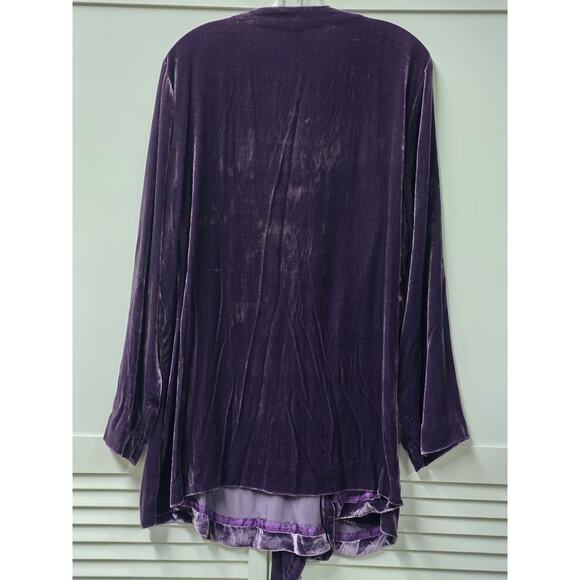 Soft Surroundings Purple Velvet Beaded Wrap Long Sleeve Vamp Tunic Holiday 2X - Picture 5 of 5